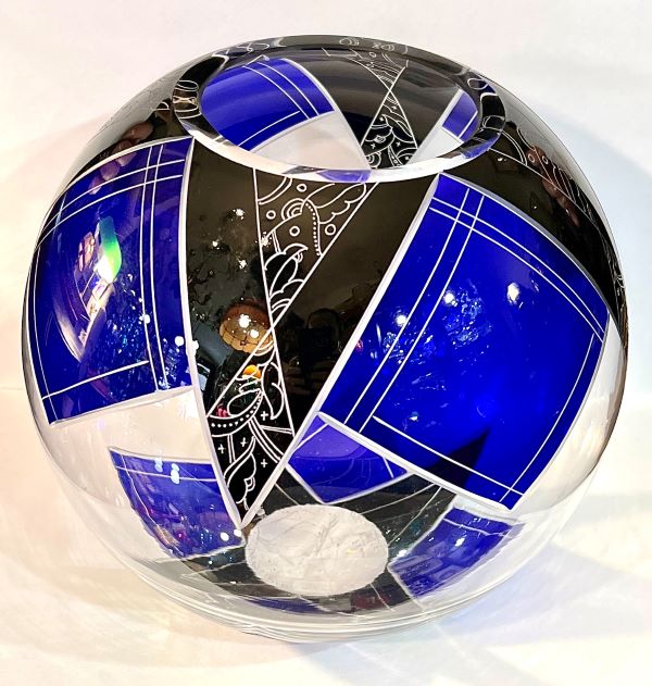Art deco vase in blue-black. Karel Palda