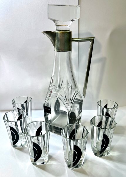 cut glass, art deco style - drink set